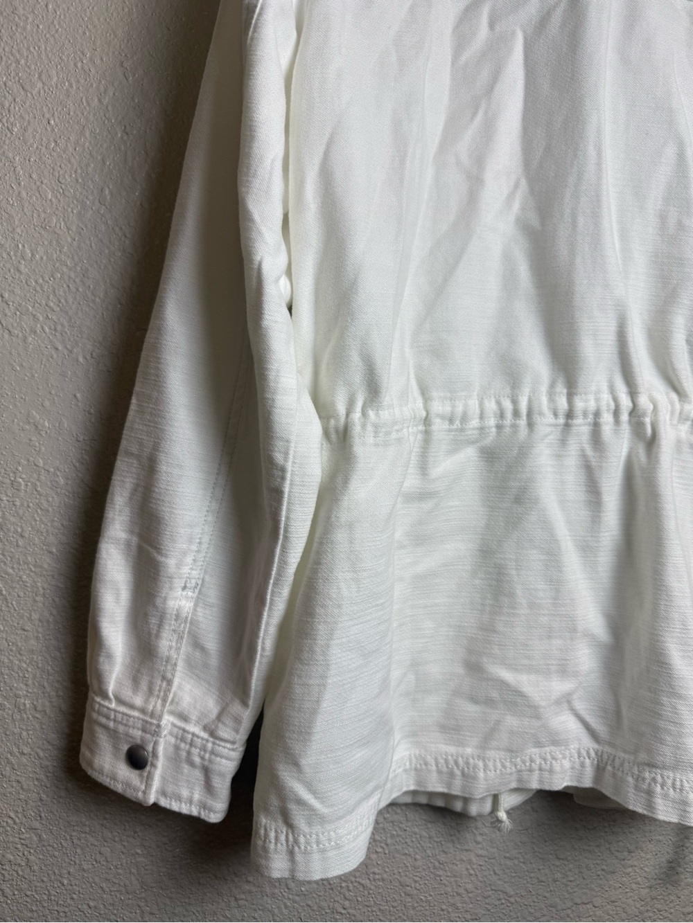 J.Crew Women’s White Cotton Utility Field Jacket Drawstring Waist Full Zip SizeS - Picture 7 of 14